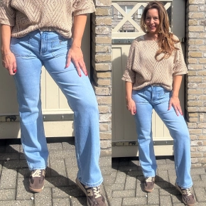 Norfy straight jeans met opgestikte zakken blauw 9468