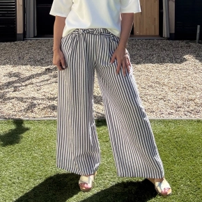 Gestreepte broek viscose wit navy