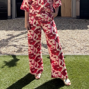 Azzurro wide leg broek Zoë rood-roze print