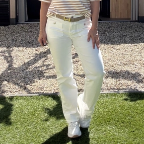Norfy straight jeans met opgestikte zakken ivoorwit 9469