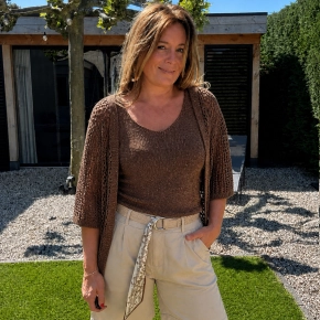 Gemma Ricceri bruin opengewerkt vestje met glitter