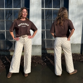 Wide leg stipjes jeans Redial ivoor bruin