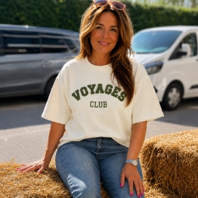 Shirt Voyages club ivoor-armygroen