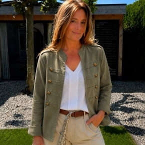 Linnen military blazer armygroen