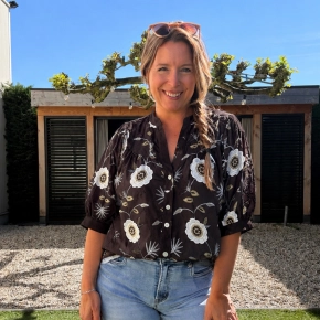 Gemma Ricceri bohemian broderie blouse met borduursels bruin wit