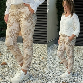 Gemma Ricceri sweatpants forestprint met riem beige