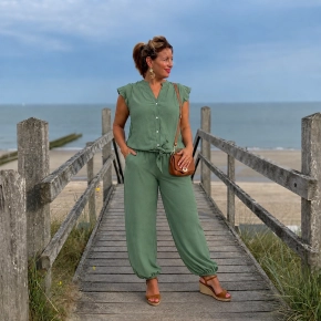 Matching set ballonbroek + blouse groen