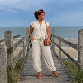 Matching set ballonbroek + blouse met beige