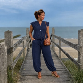 Matching set ballonbroek + blouse donkerblauw