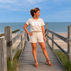 Beige structuur short Emmy SALE