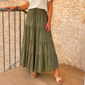 Gemma Ricceri maxi rok katoen armygroen