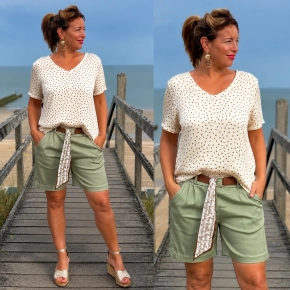 Gemma Ricceri silk look short met riem armygroen