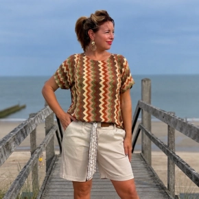 Gemma Ricceri glitter zigzag shirt bruin
