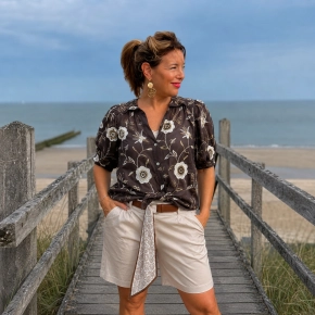 Gemma Ricceri bohemian broderie blouse met borduursels bruin wit