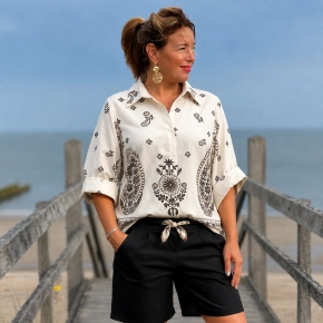 Boho paisley blouse ivoor zwart