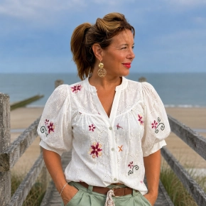Gemma Ricceri bohemian broderie blouse met borduursels