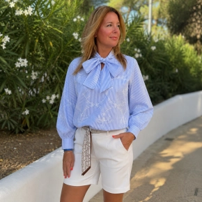 Gemma Ricceri strepen strikblouse Lara blauw SALE