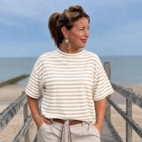 Strepen shirt beige ivoorwit
