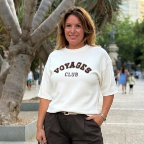 Shirt Voyages club ivoor-bruin