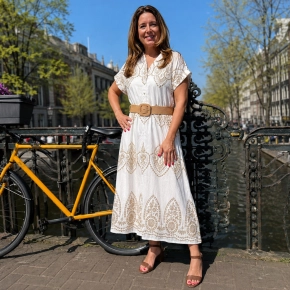 Witte luxe bohemian jurk met gouden print Musthaves by Elja