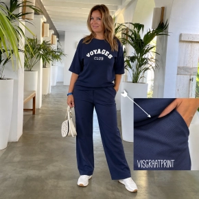 Broek visgraatmotief navy