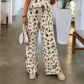 Vera Jo broek stippenprint beige Romé