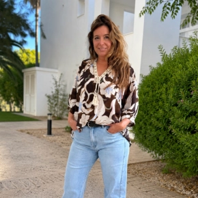 Gemma Ricceri Boho flower blouse bruin Florence