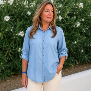 Tesoro jeans blouse uni blauw Mires SALE