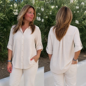 Tesoro stipjes tencel blouse beige Mires Sale