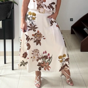 Gemma Ricceri bloemenprint rok beige
