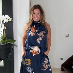Gemma Ricceri haltertop bloemenprint navy