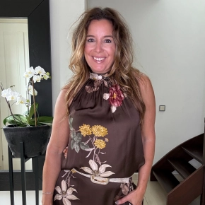 Gemma Ricceri haltertop bloemenprint bruin