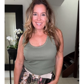 Gemma Ricceri rib-top armygroen-goud