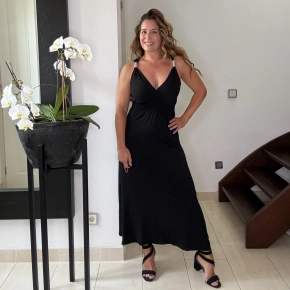 Zwarte maxi jurk Livia met zilver detail