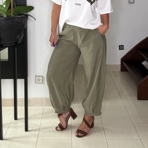 Armygroene tencel barrel broek Nanda