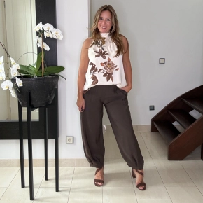 Bruine tencel barrel broek Nanda