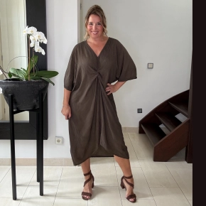 Chastar oversized knoop jurk bruin