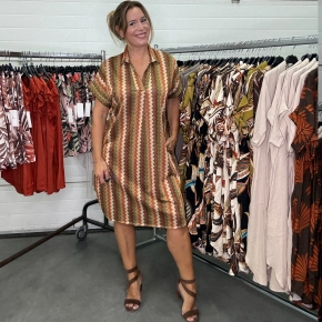 Groen brique blousejurk met zigzag print Amber