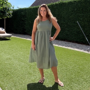 Armygroene midi jurk met ribtop Elise