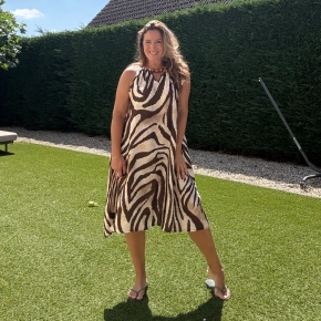 Gemma Ricceri zebra jurk Zoë met kralenhals bruin