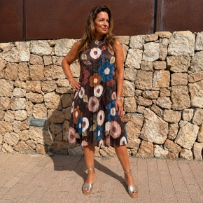 Zomerjurk bruin blauw Esther