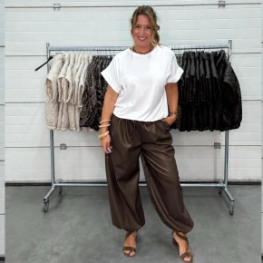 Bruine lederlook ballon broek Lola
