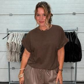 Gemma Ricceri shirt Romy bruin met korte mouw