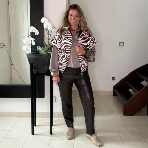 VS Miss Bruine Lederlook Broek Nora – Rechte Pijp