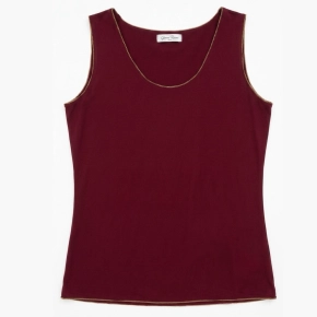 Gemma Ricceri bordeauxrood mouwloze top met goud detail