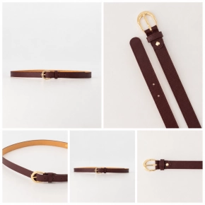 Bordeaux leren damesriem Natalia met gouden gesp – 2,5 cm