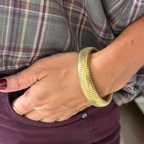 Gouden stretch armband dames 1,5 cm – Elin