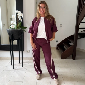 Gemma Ricceri bordeaux met ivoor dames set – bomber & broek met strepen – Milou