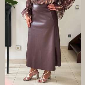 Bordeaux lederlook maxi rok dames – Lola