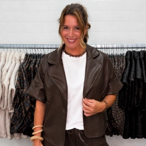 Bruine lederlook blazer Lola
